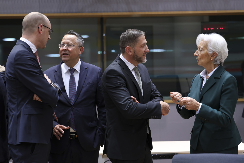 Minister Klemen Boštjančič med pogovorom s predsednico Evropske centralne banke (ECB) Christine Lagarde 