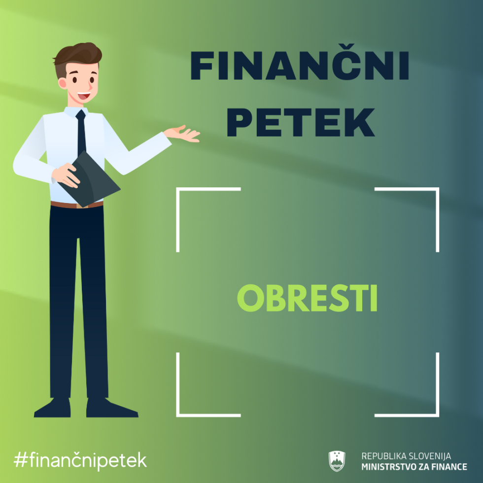 Grafika z naslovom Finančni petek in podnaslovom Obresti.