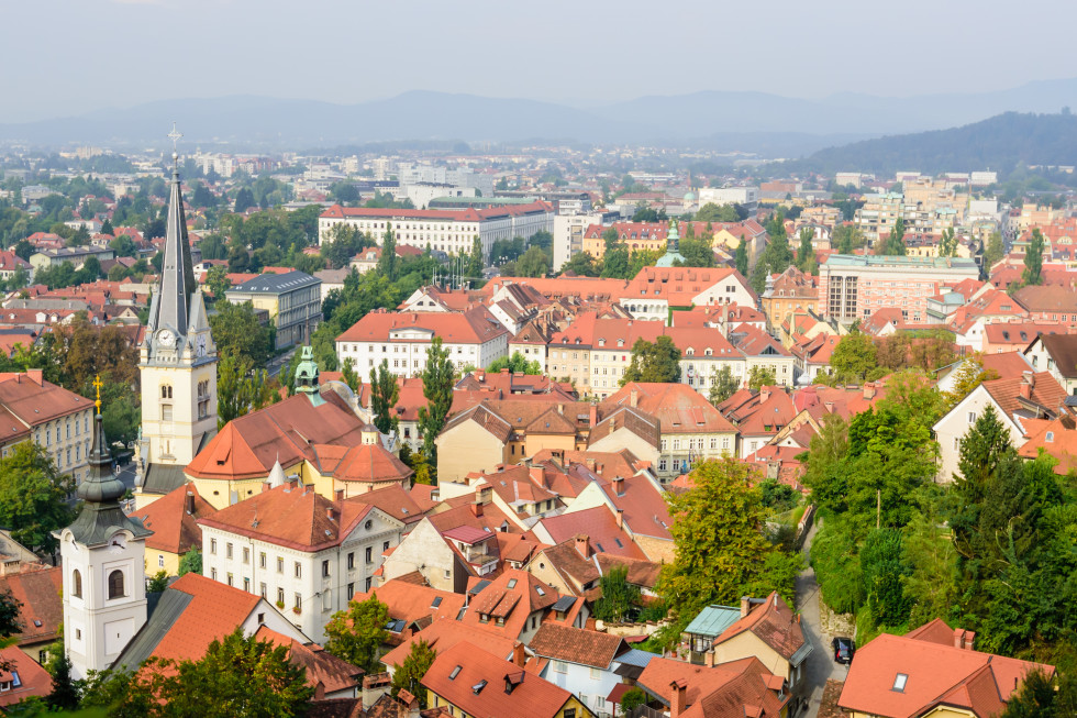 Slika centra Ljubljane iz gradu