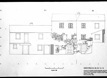 Načrt s fotogrametričnimi izmerami domačije Smokvica 10; izdelano 1994