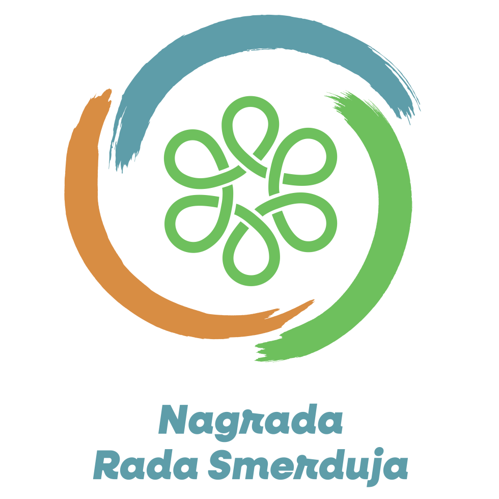logotip - pentlja v krogu in napis Nagrada Rada Smerduja