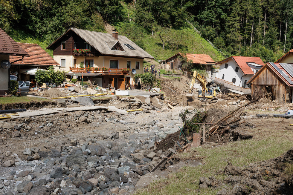 poškodovane hiše po poplavah avgusta 2023