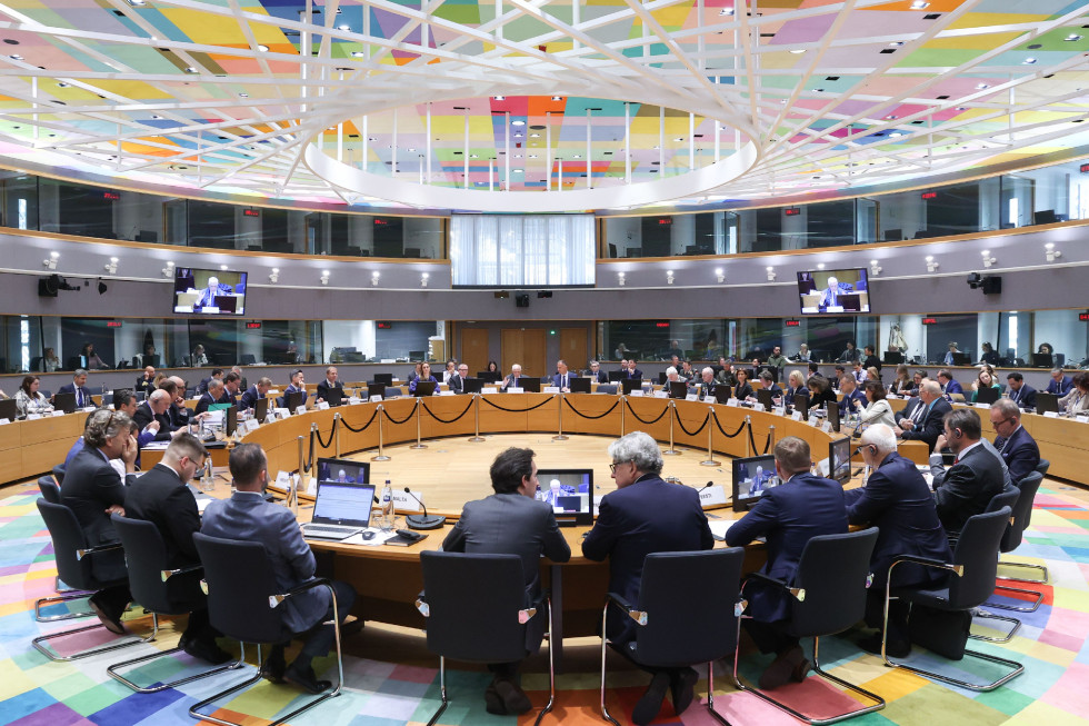 Razpravna dvorana Sveta Evropske unije z udeleženci zasedanja
