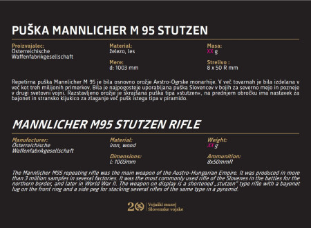 Muzejski list z opisom puške