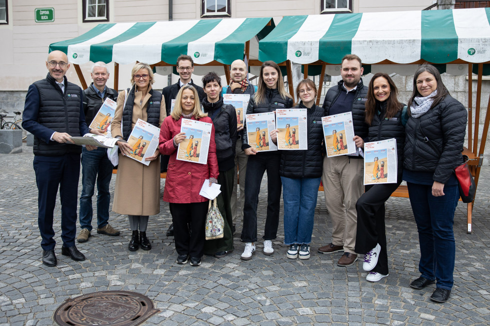 Family photo, with newspaper 