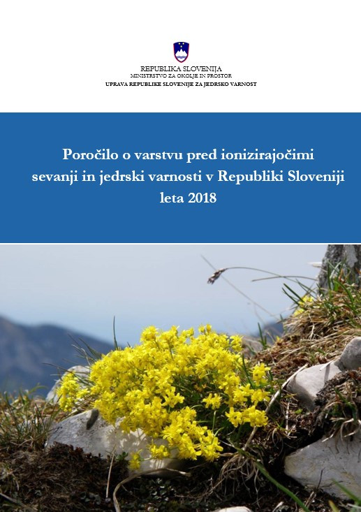 Zgoraj na sredini je grb Republike Slovenije in navedba pripravljavca poročila. Na sredini je na modrem ozadju z belo barvo zapisan naslov poročila, pod njim pa slika z rumenim gorskim cvetjem.
