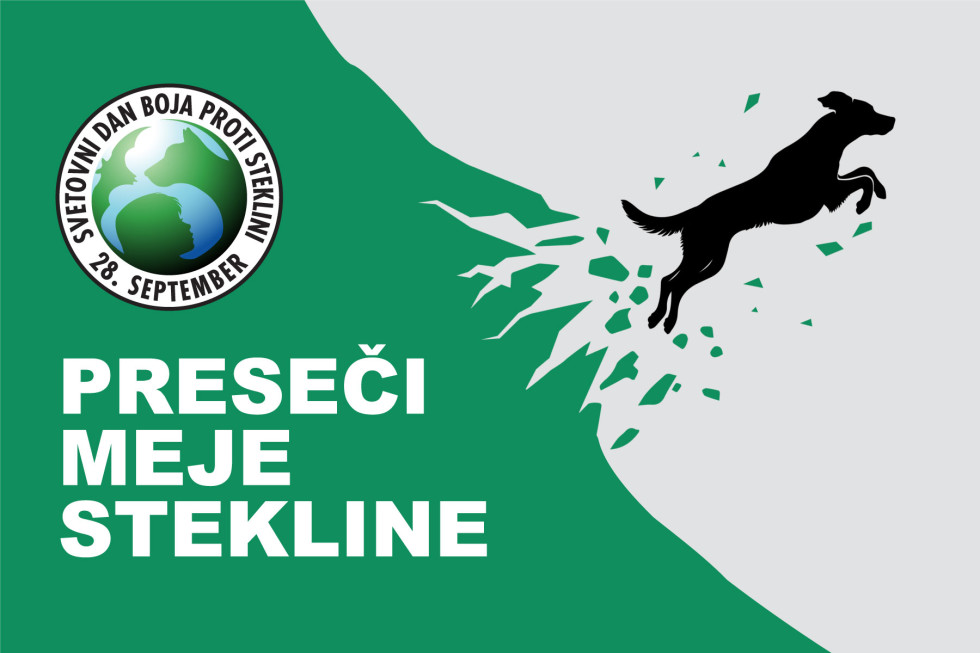 logotip svetovnega dne boja proti steklini 2024 s sloganom Preseči meje stekline