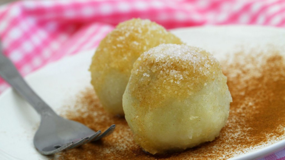 Plum dumplings on a plate