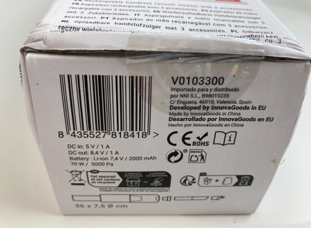Kartonska embalaža s podatki o proizvajalcu ter značilnostih izdelka